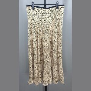 NEW MNG Mango Skirt Womens Large XL black tan animal giraffe a line midi casual